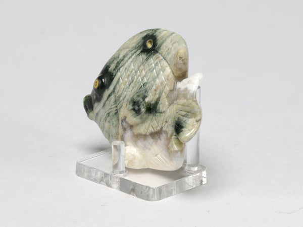 End view, Carved ocean jasper fish, dollhouse decor