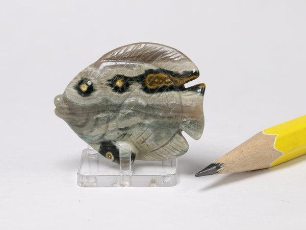 Ocean jasper carved fish, vintage lapidary