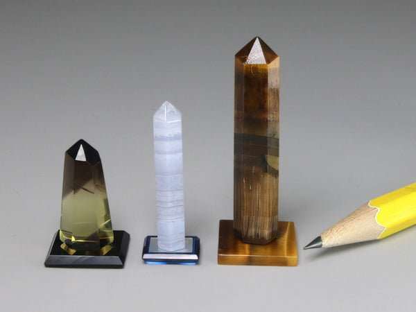 Crystal points - yellow, blue lace agate, tiger eye.  Dollhouse accessories