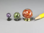 Amethyst, peridot, carnelian filled tiny glass orbs, dollhouse decor