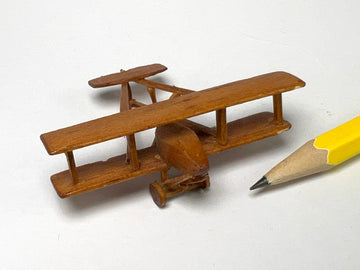 Wooden toy biplane, damaged, AS IS