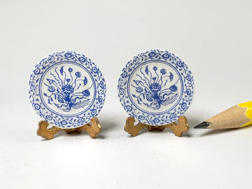 "Oriental Flower" pair of plates, Avon Miniatures, UK