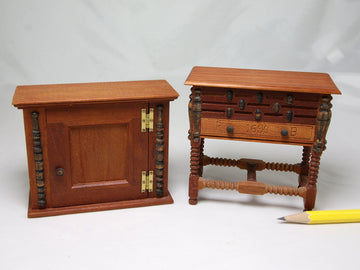 Warren Dick cupboard & chest on stand, sold separately