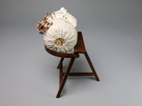 Side view, Carol Hardy 1:12 lacemaker's stand and pillow, dollhouse miniature