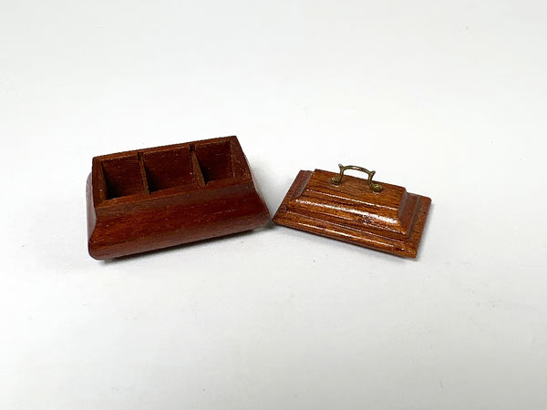 Richard Simms Georgian tea caddy, 1:12 scale miniature