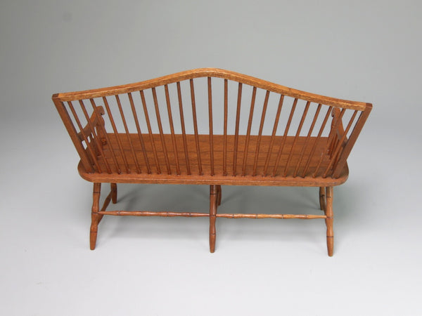 Back of 1:12 scale Windsor bench by Ron Hammond, dollhouse miniature