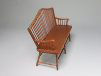 Side view, 1:12 scale Windsor bench by Ron Hammond, dollhouse miniature