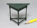 Green corner table, dollhouse miniature 1:12 scale