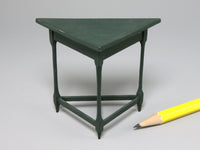 Green corner table, dollhouse miniature 1:12 scale