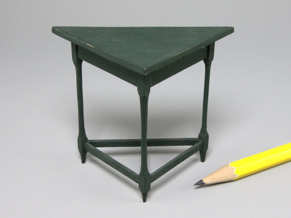 Green corner table, dollhouse miniature 1:12 scale