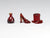 Francis Whittemore 1:24 red glass bottle, shoe, top hat.  Dollhouse miniatures