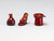 Francis Whittemore 1:24 red glass bottle, shoe, top hat.  Dollhouse miniatures