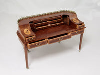 Open drawers, Wonnacott Carlton House desk, 1:12 scale dollhouse miniature