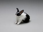 Side, Dollhouse miniature black and white rabbit, Alice Zinn