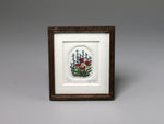 Miniature etching of garden flowers