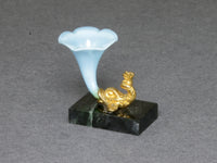 Whittemore blue glass dolphin cornucopia, 1:12 scale