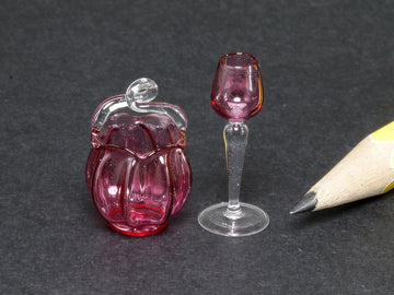 Francis Whittemore cranberry glass basket, wine glass, sold individually