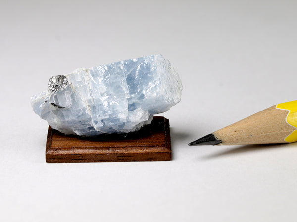 Blue calcite with graphite, New York state.  Dollhouse miniature display