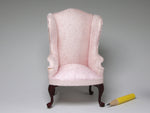 Bespaq? pink upholstered wing chair, 1:12 scale