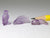 Tiny amethyst owl, fish & whale carvings