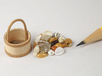 Miniature egg basket with tiny sea shells